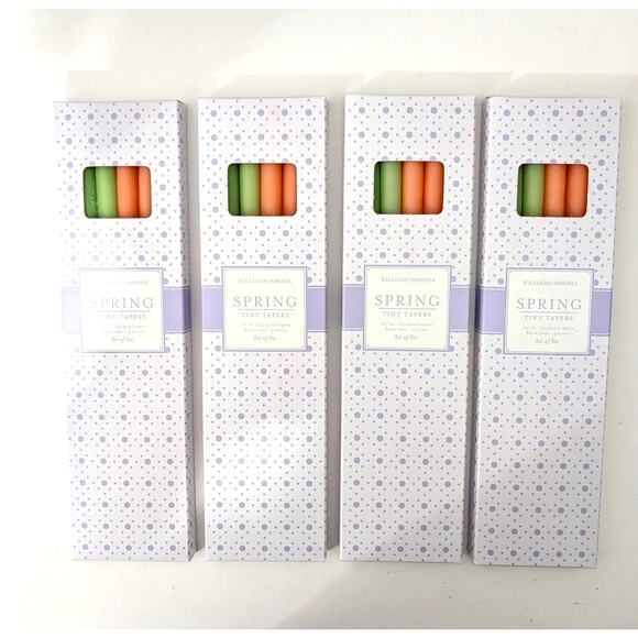 Lot of 4 Williams Sonoma Spring Easter 24 Tiny Taper Candles Orange Green 10" - Picture 1 of 11